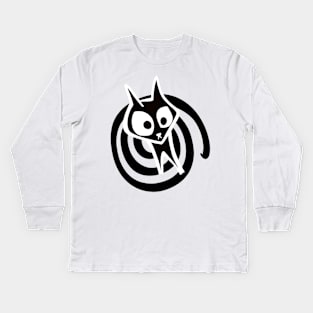 Black Cat Spiral | Twilight Zone Kitty Kids Long Sleeve T-Shirt